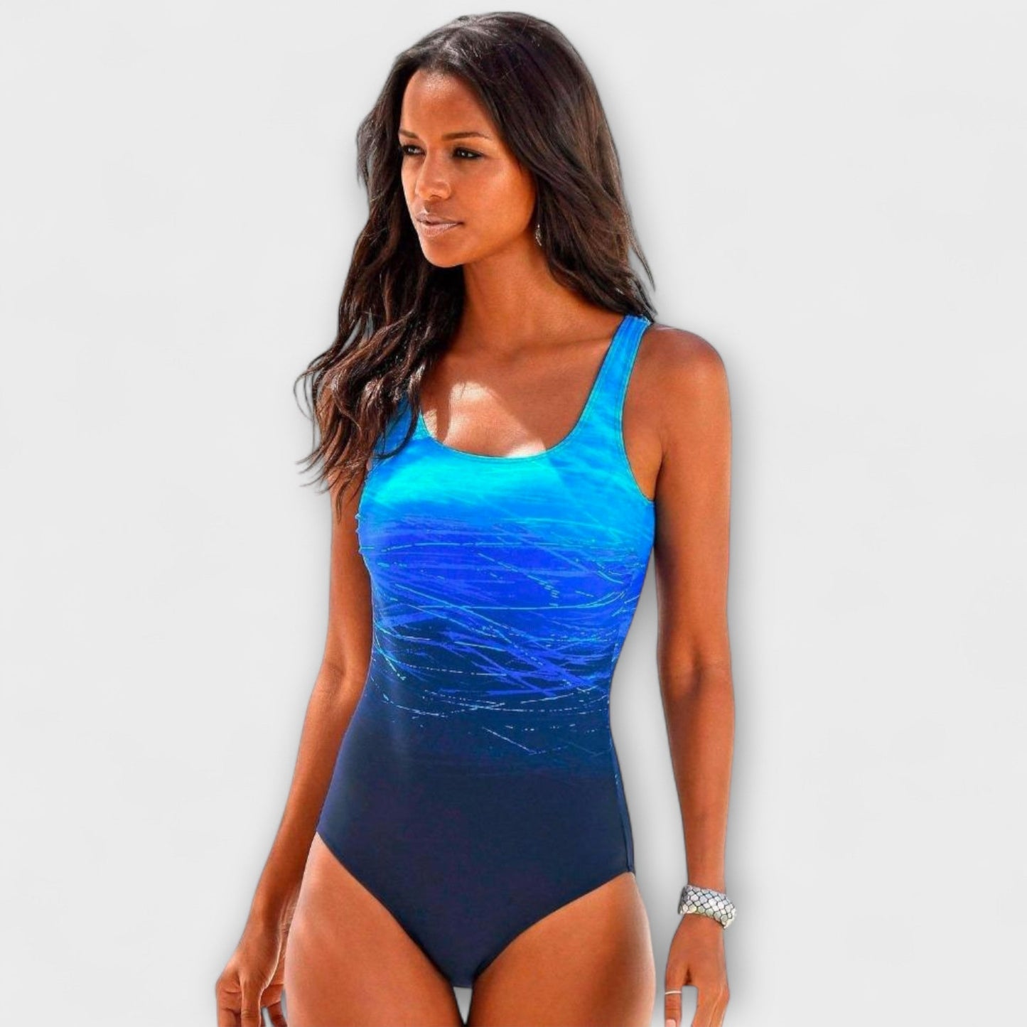 Ombre One-Piece Swimsuit | Women | Nylon & Spandex Blend | Scoop Neck Stretch Fit Swimwear | Steven & Levon