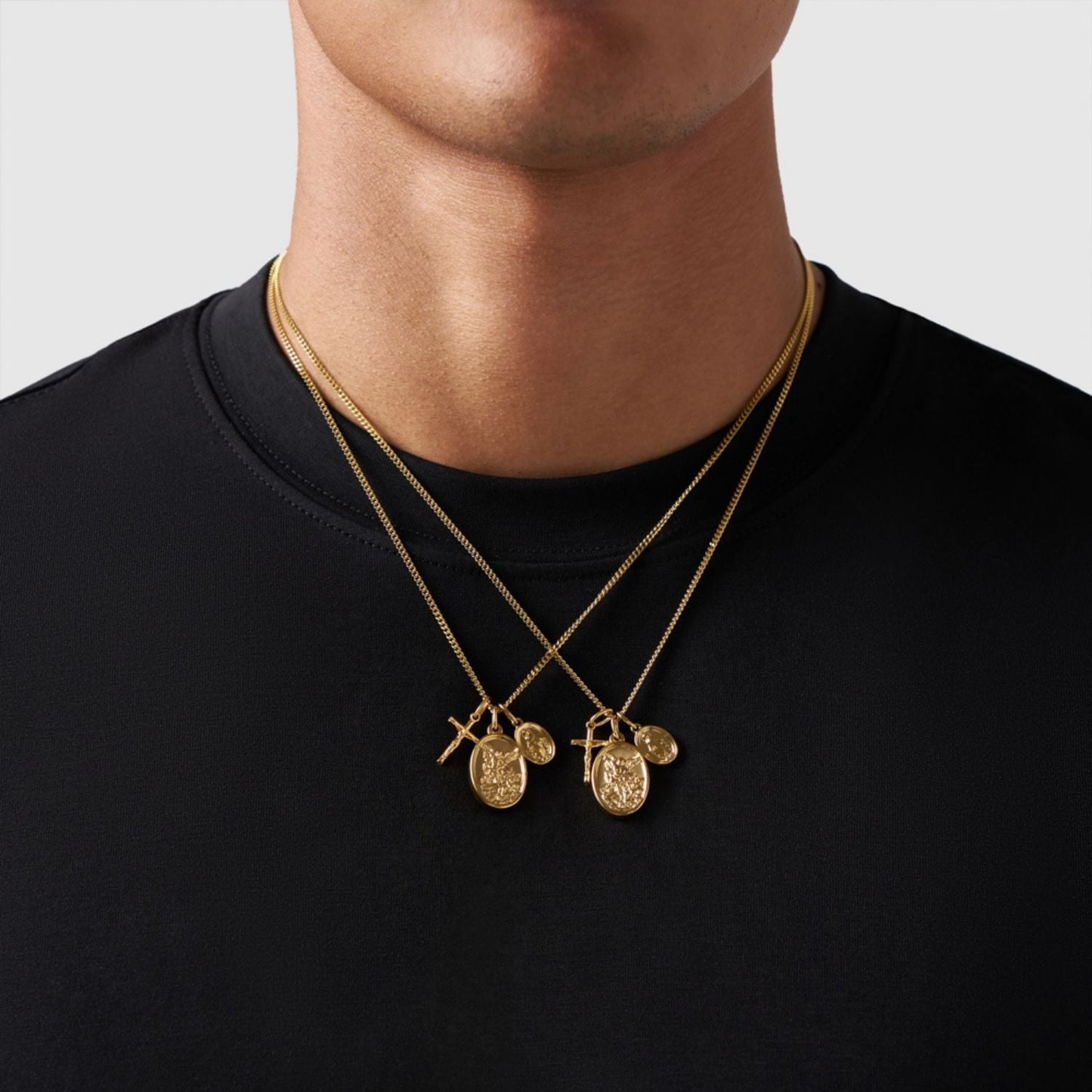Gold Pendant Set | Unisex | Stainless Steel | Customisable Jewellery | Layered Necklace Set | Steven & Levon