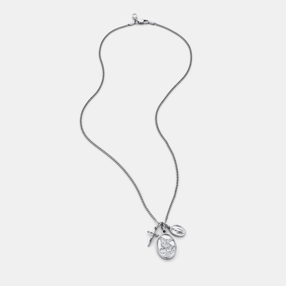 Jesus Mary Pendant Necklace | Silver | 316L Stainless Steel | Rhodium Finish | Religious Jewellery | Steven & Levon