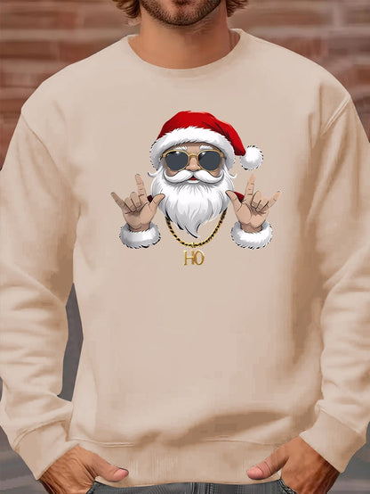 Santa Print Sweatshirt | Men's Long Sleeve | Festive Christmas Pullover | Steven & Levon