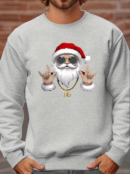 Santa Print Sweatshirt | Men's Long Sleeve | Festive Christmas Pullover | Steven & Levon