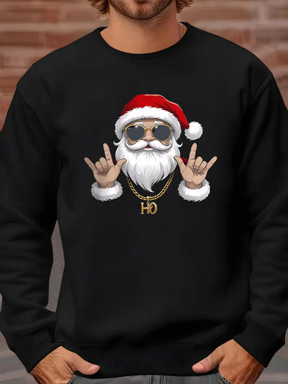 Santa Print Sweatshirt | Men's Long Sleeve | Festive Christmas Pullover | Steven & Levon