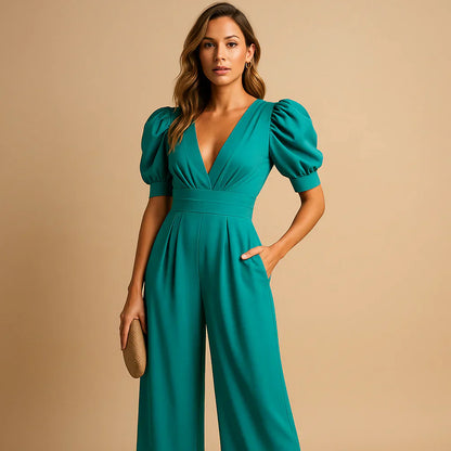 Women's Maxi Jumpsuit | Polyester Blend | Wide Leg | Formal & Evening Wear | Steven & Levon