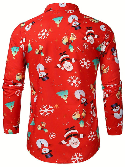 Festive Christmas Shirt | Men's Stand Collar | Button Detail | Holiday Style | Steven & Levon