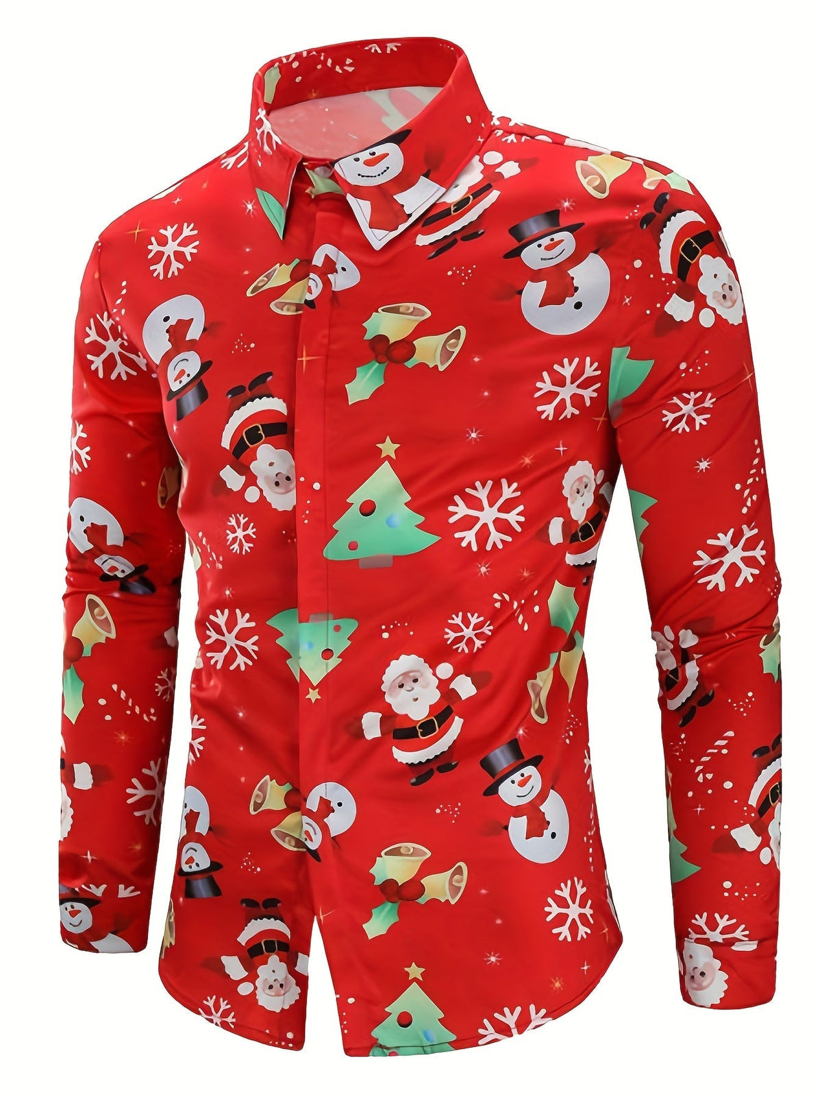 Festive Christmas Shirt | Men's Stand Collar | Button Detail | Holiday Style | Steven & Levon