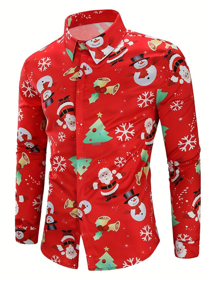 Festive Christmas Shirt | Men's Stand Collar | Button Detail | Holiday Style | Steven & Levon