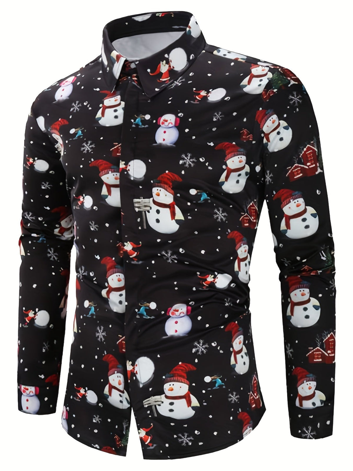 Festive Christmas Shirt | Men's Stand Collar | Button Detail | Holiday Style | Steven & Levon
