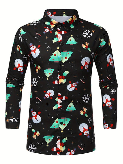Festive Christmas Shirt | Men's Stand Collar | Button Detail | Holiday Style | Steven & Levon