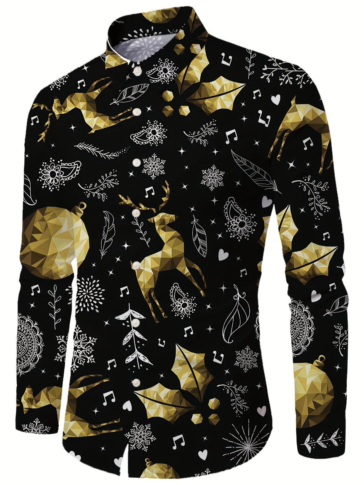 Festive Christmas Shirt | Men's Stand Collar | Button Detail | Holiday Style | Steven & Levon