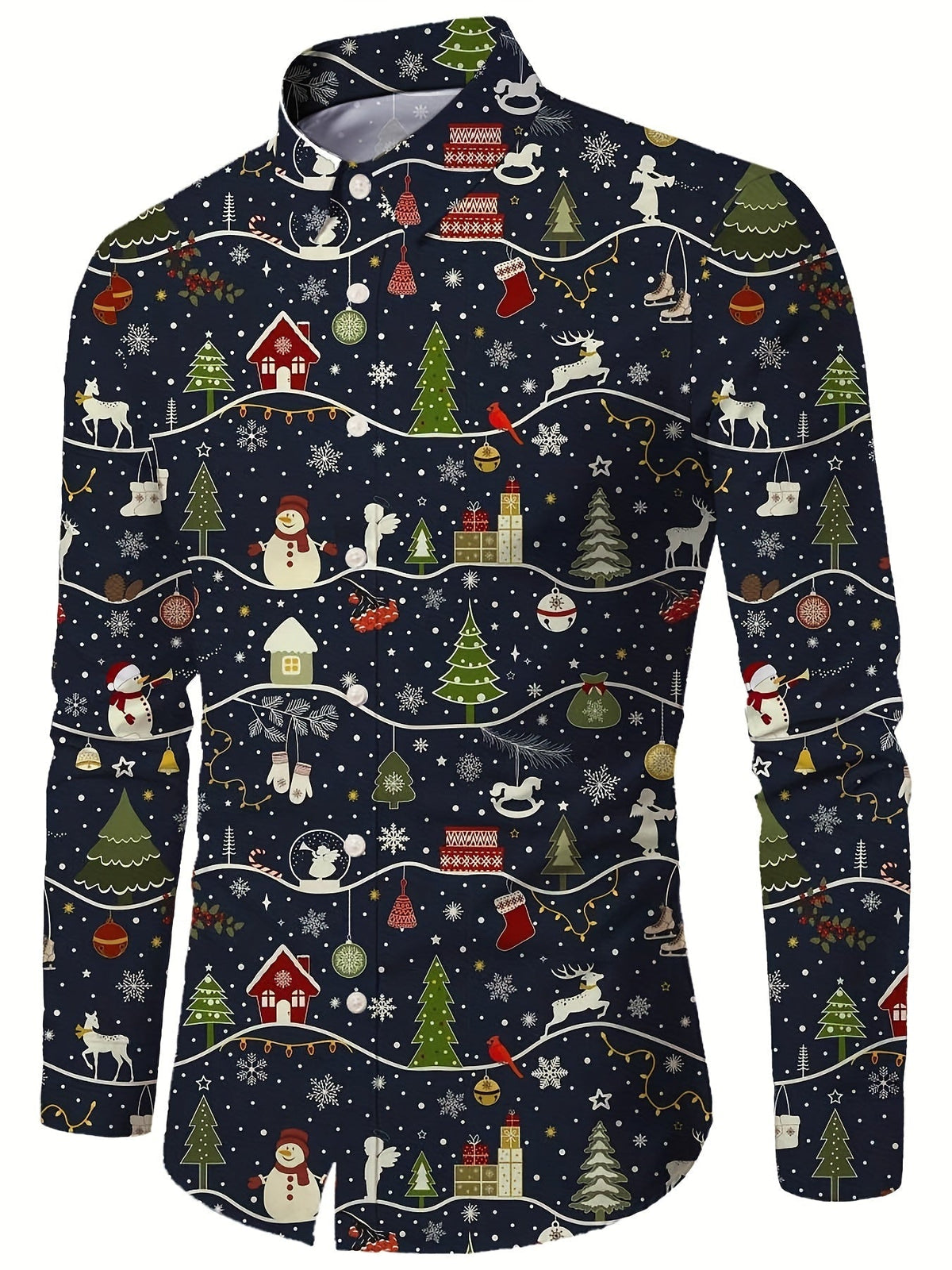 Festive Christmas Shirt | Men's Stand Collar | Button Detail | Holiday Style | Steven & Levon