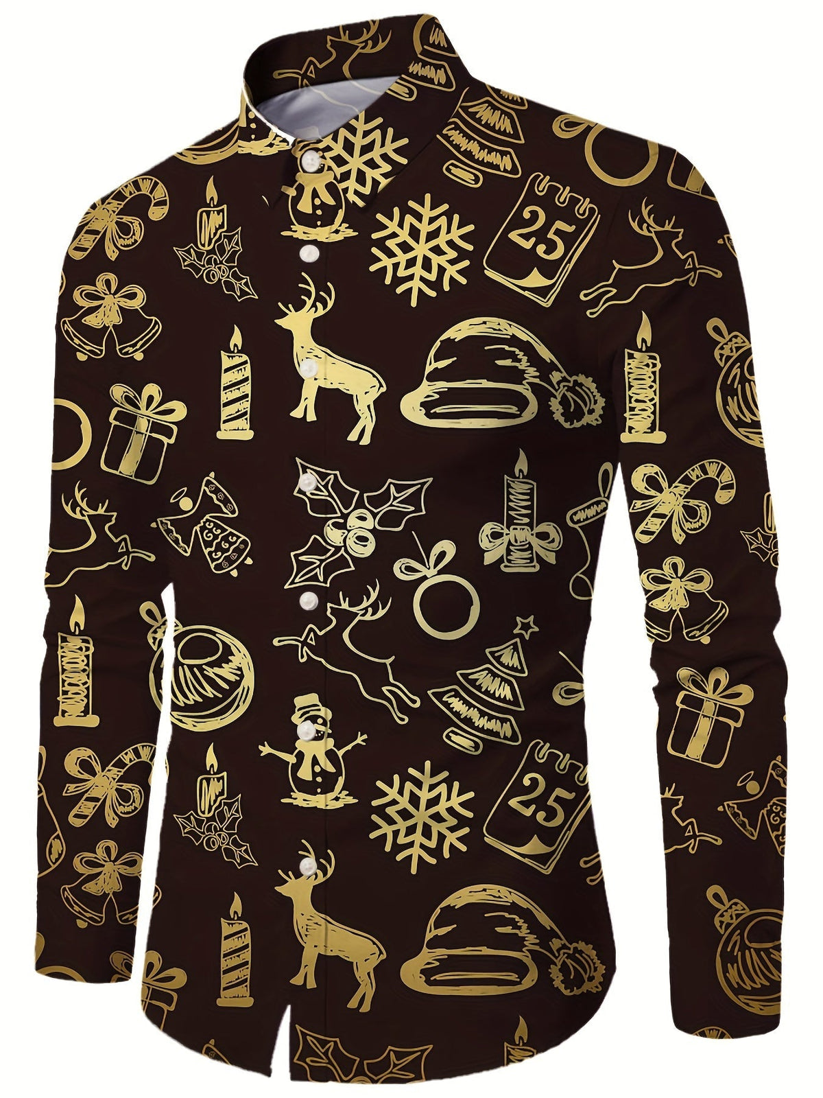Festive Christmas Shirt | Men's Stand Collar | Button Detail | Holiday Style | Steven & Levon