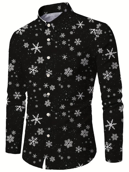 Festive Christmas Shirt | Men's Stand Collar | Button Detail | Holiday Style | Steven & Levon