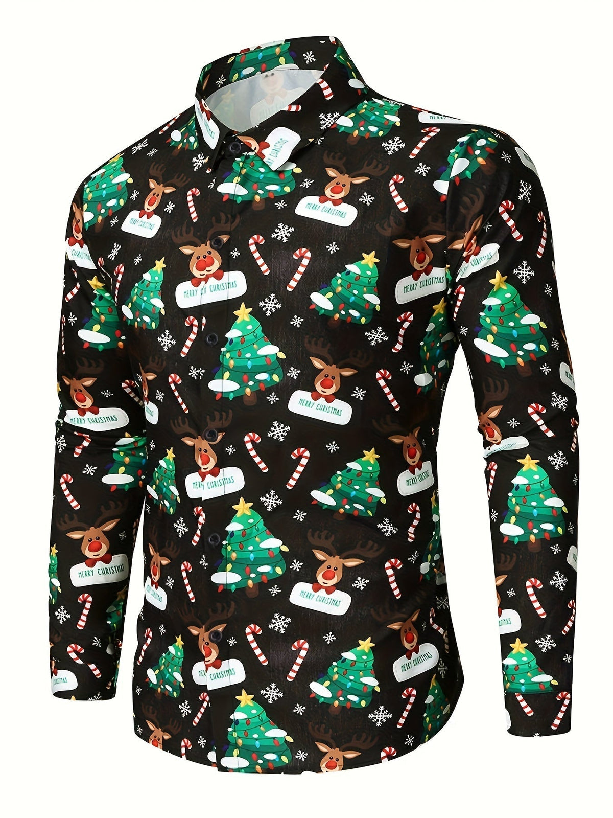 Festive Christmas Shirt | Men's Stand Collar | Button Detail | Holiday Style | Steven & Levon