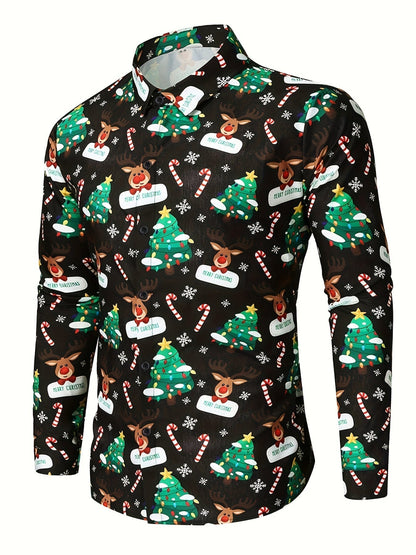 Festive Christmas Shirt | Men's Stand Collar | Button Detail | Holiday Style | Steven & Levon