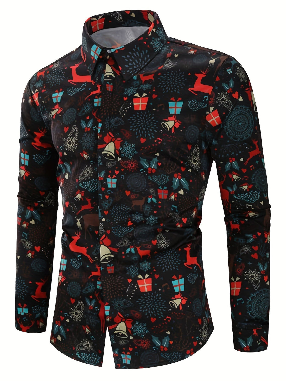 Festive Christmas Shirt | Men's Stand Collar | Button Detail | Holiday Style | Steven & Levon