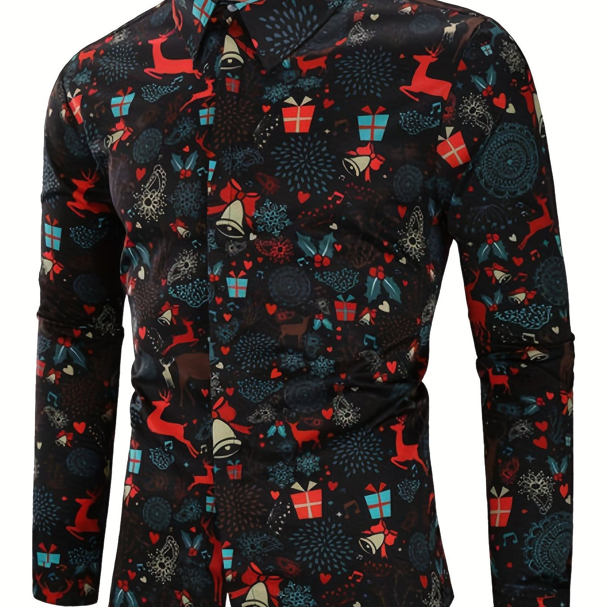 Festive Christmas Shirt | Men's Stand Collar | Button Detail | Holiday Style | Steven & Levon