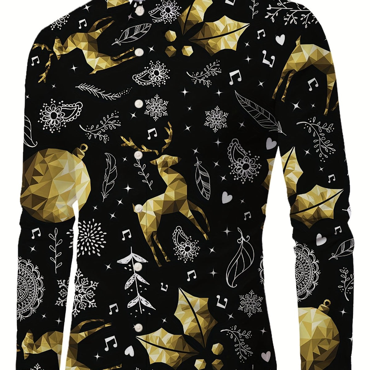 Festive Christmas Shirt | Men's Stand Collar | Button Detail | Holiday Style | Steven & Levon