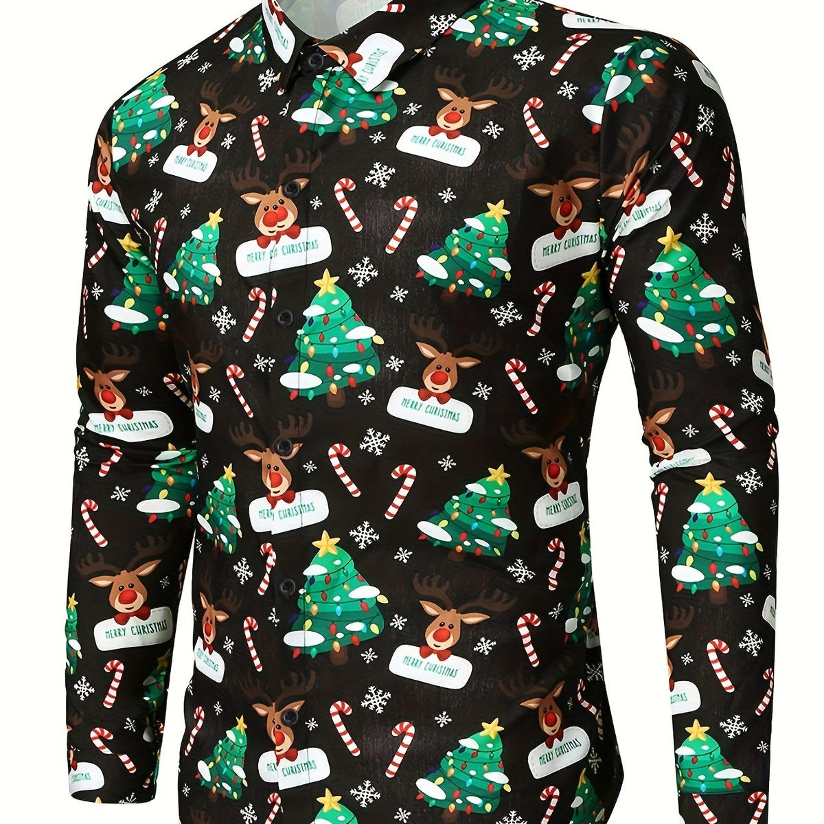 Festive Christmas Shirt | Men's Stand Collar | Button Detail | Holiday Style | Steven & Levon