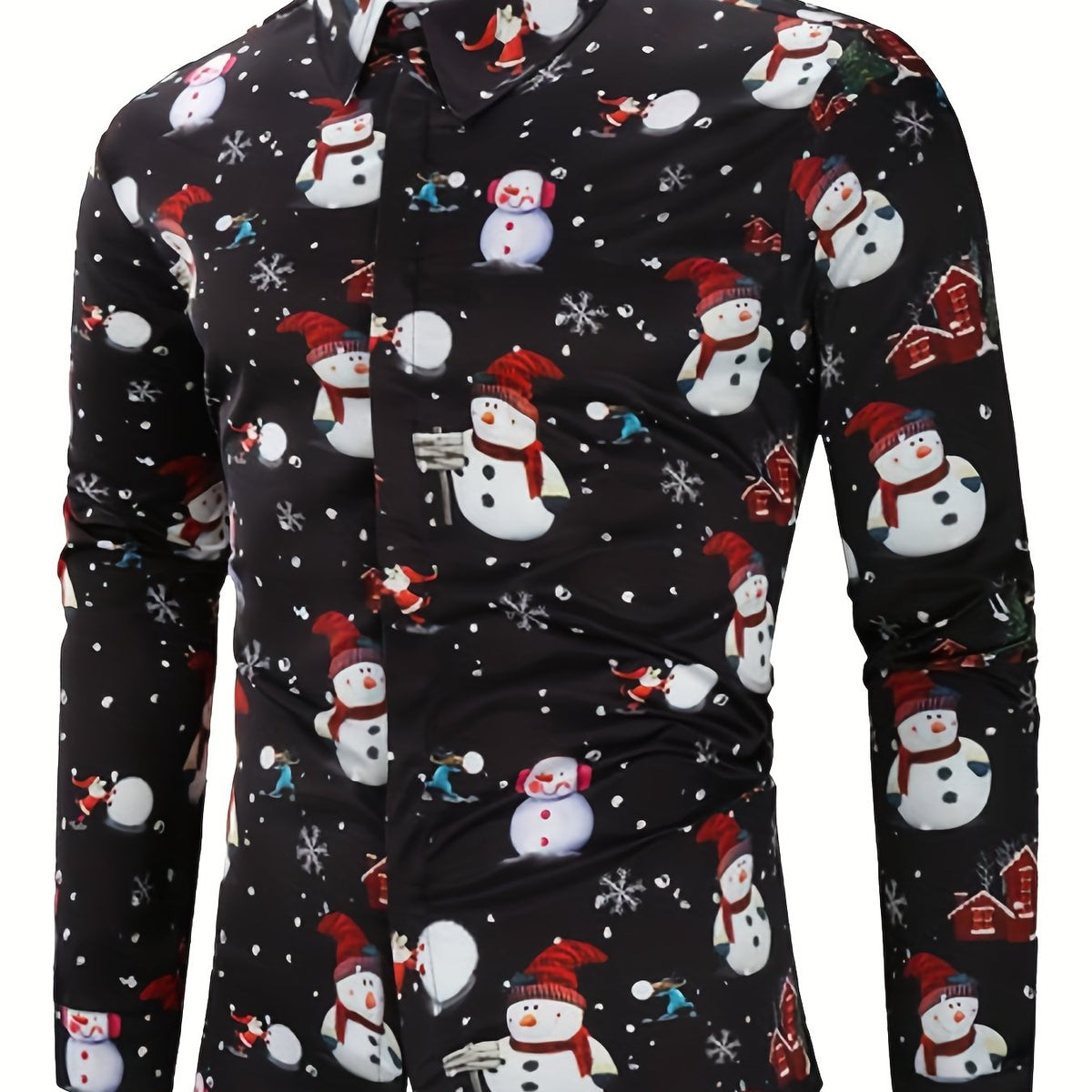 Festive Christmas Shirt | Men's Stand Collar | Button Detail | Holiday Style | Steven & Levon