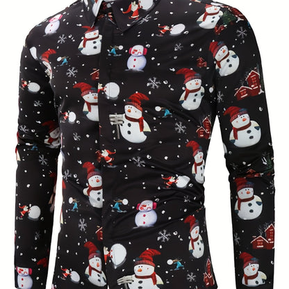 Festive Christmas Shirt | Men's Stand Collar | Button Detail | Holiday Style | Steven & Levon