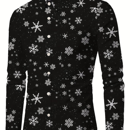 Festive Christmas Shirt | Men's Stand Collar | Button Detail | Holiday Style | Steven & Levon