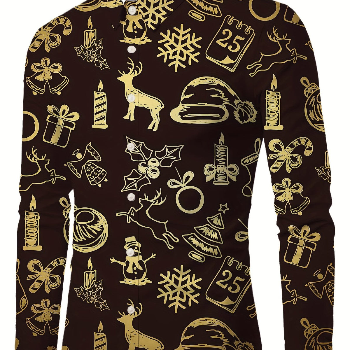 Festive Christmas Shirt | Men's Stand Collar | Button Detail | Holiday Style | Steven & Levon