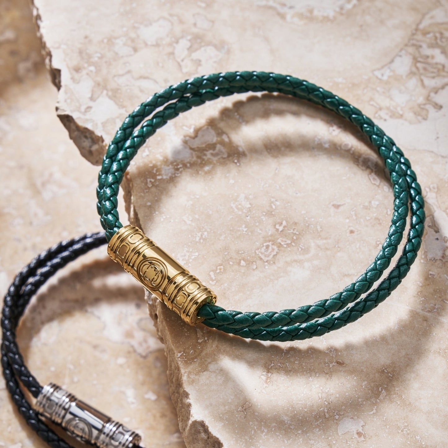 Green Leather Wrap Bracelet | Men | Leather | Double Wrap Bracelet | Steven & Levon