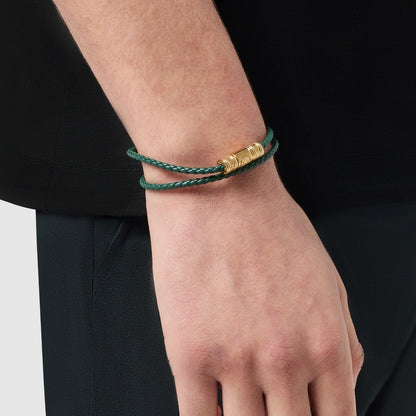 Green Leather Wrap Bracelet | Men | Leather | Double Wrap Bracelet | Steven & Levon