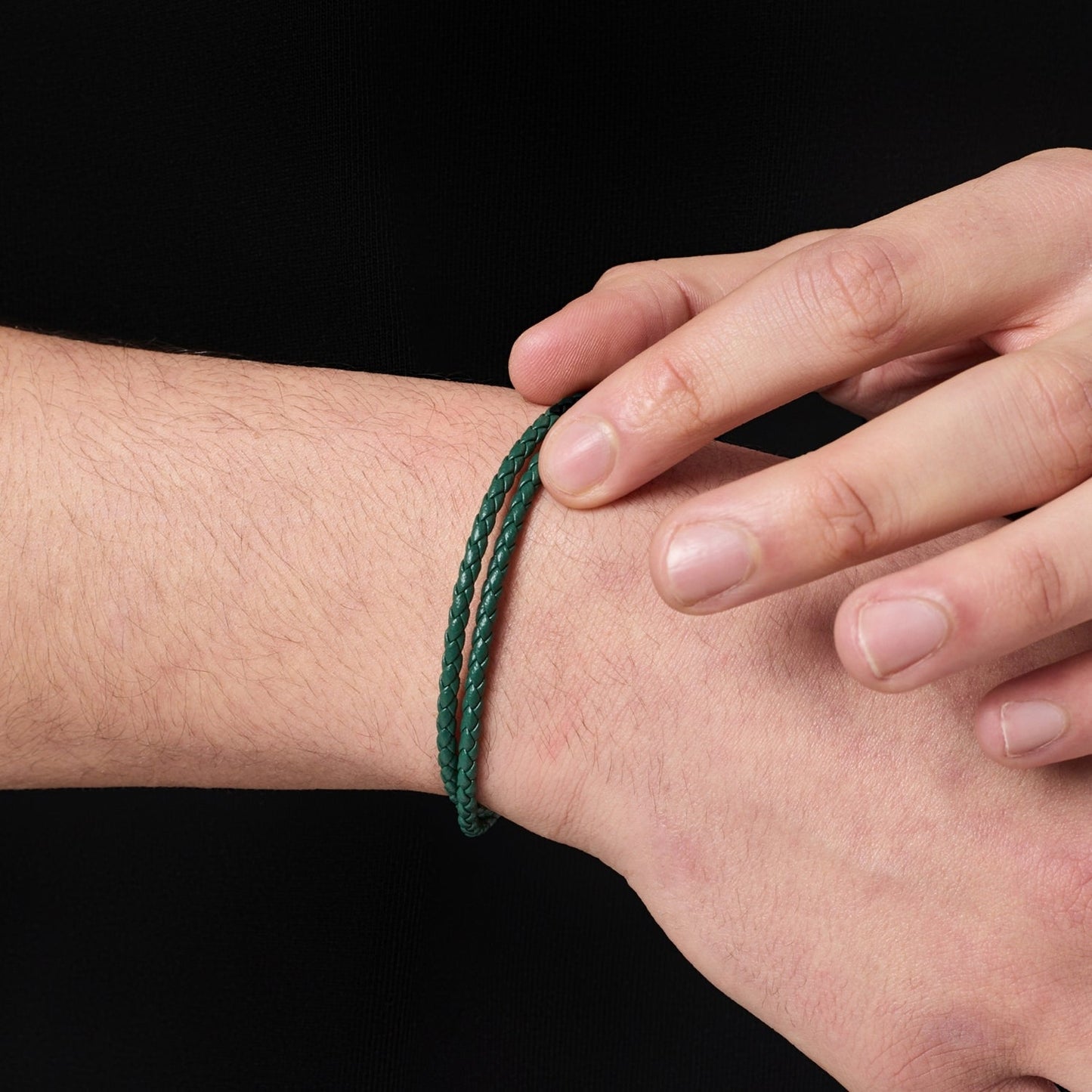 Green Leather Wrap Bracelet | Men | Leather | Double Wrap Bracelet | Steven & Levon