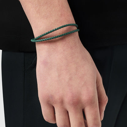 Green Leather Wrap Bracelet | Men | Leather | Double Wrap Bracelet | Steven & Levon