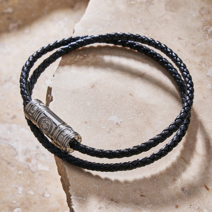 Black Leather Wrap Bracelet | Men | Leather | Double Wrap Bracelet | Steven & Levon