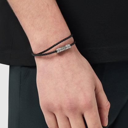 Black Leather Wrap Bracelet | Men | Leather | Double Wrap Bracelet | Steven & Levon