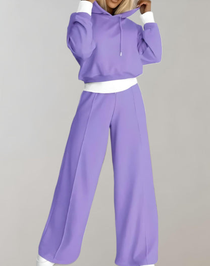 2-Piece Hooded Set | Women | Soft Fabric | Wide-Leg Trousers | Casual Comfort | Steven & Levon
