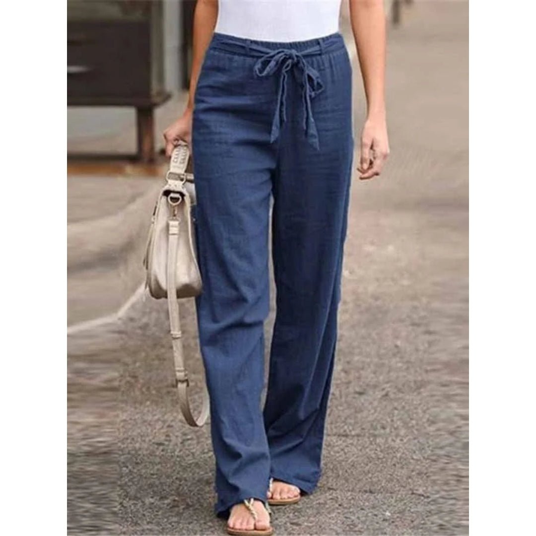 Linen Wide Leg Palazzo Trousers | Women | Drawstring Waist | Lightweight Summer Pants | Steven & Levon