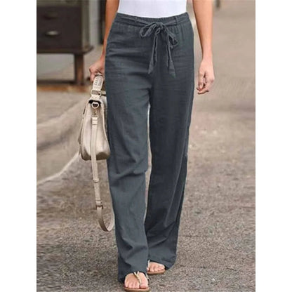 Linen Wide Leg Palazzo Trousers | Women | Drawstring Waist | Lightweight Summer Pants | Steven & Levon