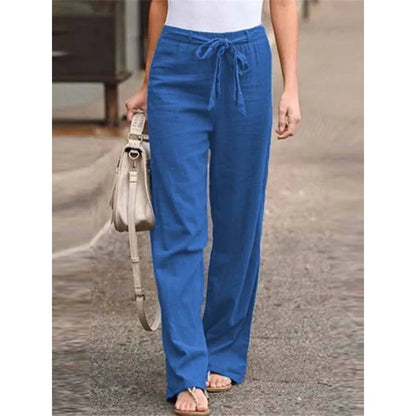 Linen Wide Leg Palazzo Trousers | Women | Drawstring Waist | Lightweight Summer Pants | Steven & Levon