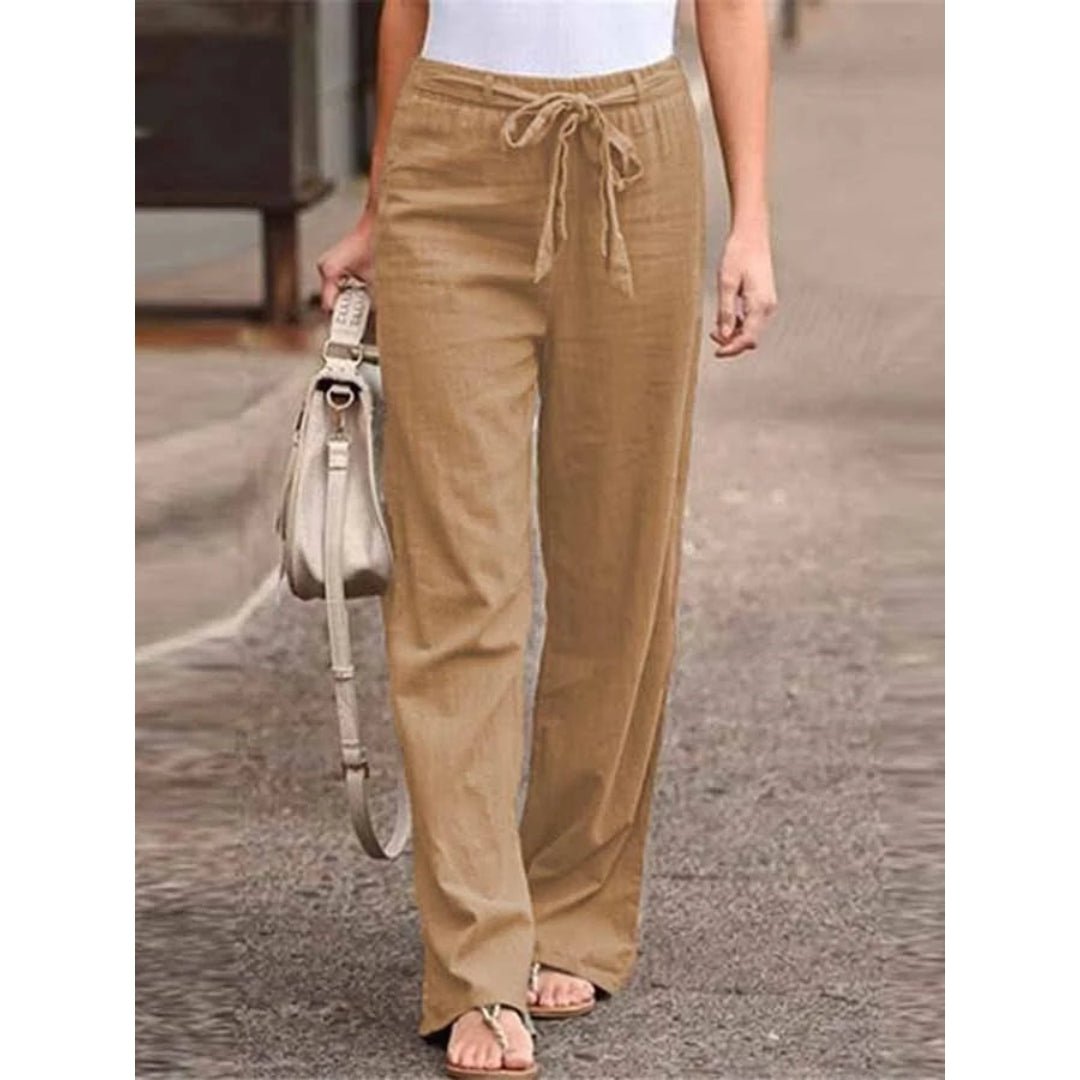 Linen Wide Leg Palazzo Trousers | Women | Drawstring Waist | Lightweight Summer Pants | Steven & Levon