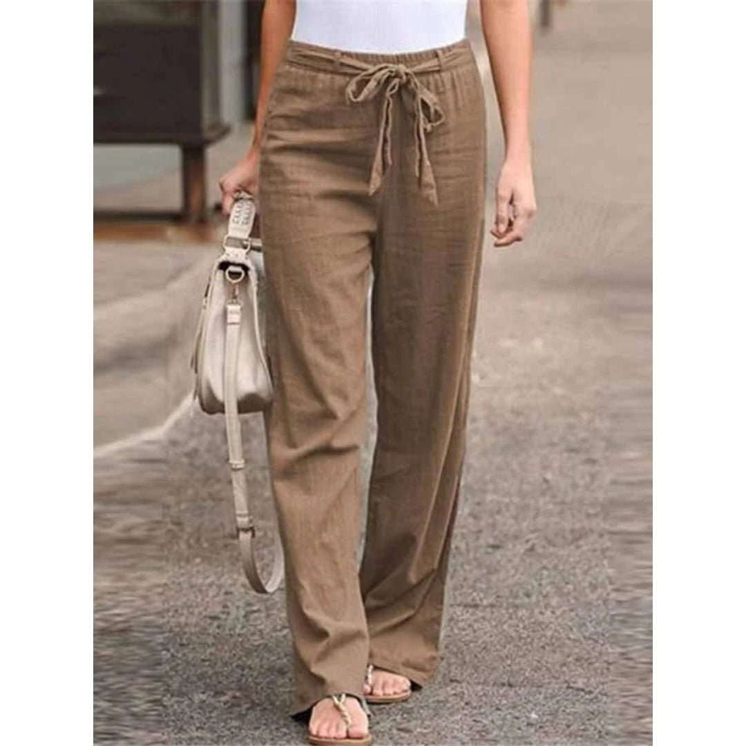 Linen Wide Leg Palazzo Trousers | Women | Drawstring Waist | Lightweight Summer Pants | Steven & Levon
