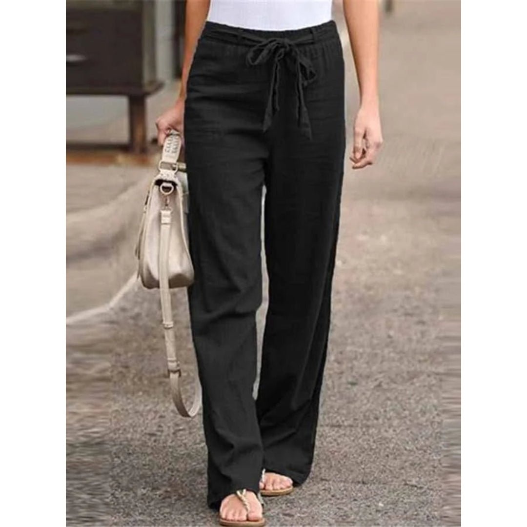 Linen Wide Leg Palazzo Trousers | Women | Drawstring Waist | Lightweight Summer Pants | Steven & Levon