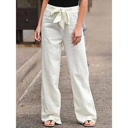Linen Wide Leg Palazzo Trousers | Women | Drawstring Waist | Lightweight Summer Pants | Steven & Levon