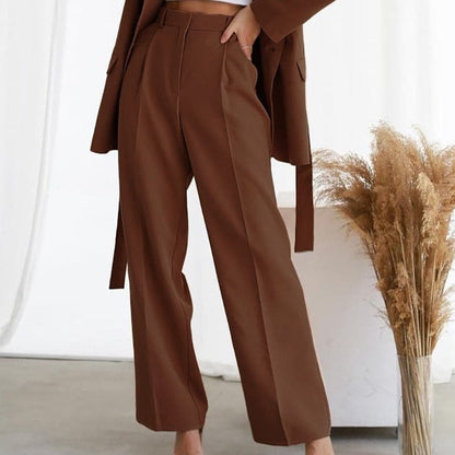 Wide-Leg Linen Trousers | Women | High-Waisted Pleated Green Linen Pants | Steven & Levon