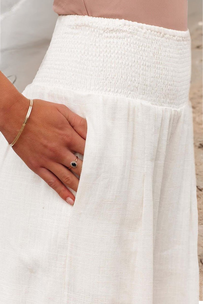 Linen Wide Leg Trousers | Women | High Waisted | Smocked Waist | Summer Pants | Steven & Levon