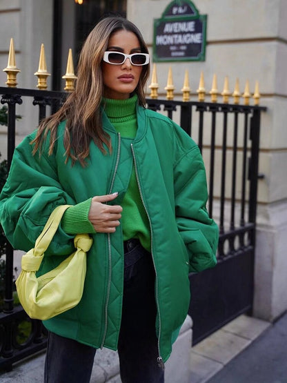 Oversized Bomber Jacket | Women | Zip-Up Casual Outerwear | Relaxed Fit | Steven & Levon