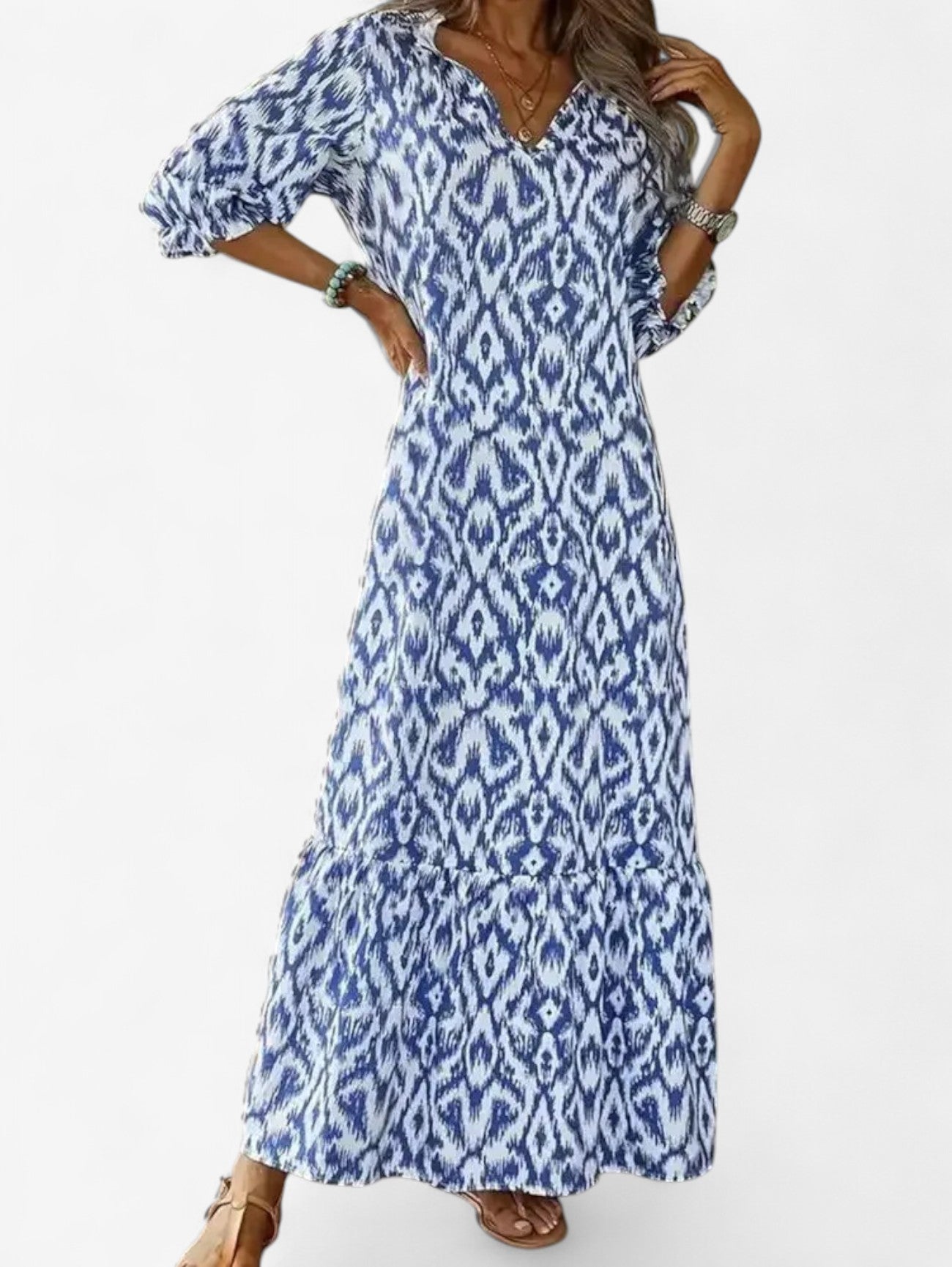 Summer Boho V-Neck Maxi Dress | Women | Flowy Holiday Dress | Steven & Levon