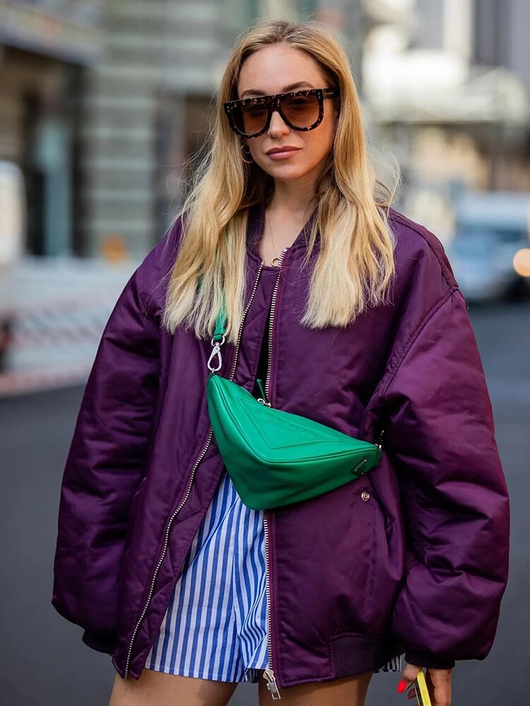 Oversized Bomber Jacket | Women | Zip-Up Casual Outerwear | Relaxed Fit | Steven & Levon