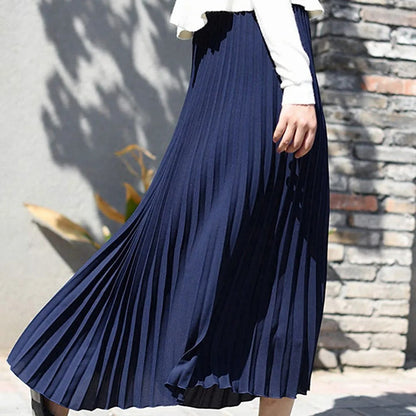 Pleated Skirt | Women | High-Waisted | Flowy A-Line Midi Skirt | Elegant Everyday Wear | Steven & Levon