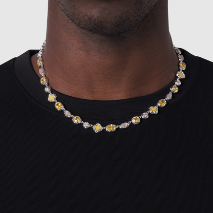 Silver Citrine Necklace | Men | Stainless Steel | Melted Design | Gemstone Detail | Steven & Levon