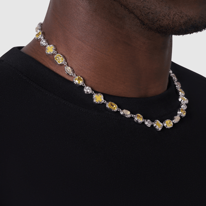 Silver Citrine Necklace | Men | Stainless Steel | Melted Design | Gemstone Detail | Steven & Levon