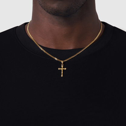 Melted Crucifix Pendant | Men | 18ct Gold Sterling Silver | Religious Design | Statement Necklace | Steven & Levon