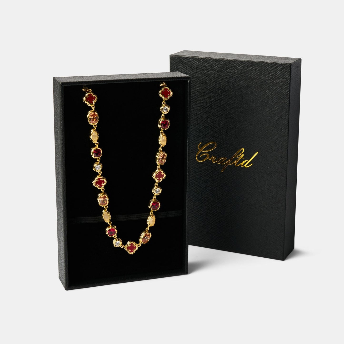 Gold Ruby Gemstone Necklace | Men | Stainless Steel | Melted Design | Gemstone Detail | Steven & Levon
